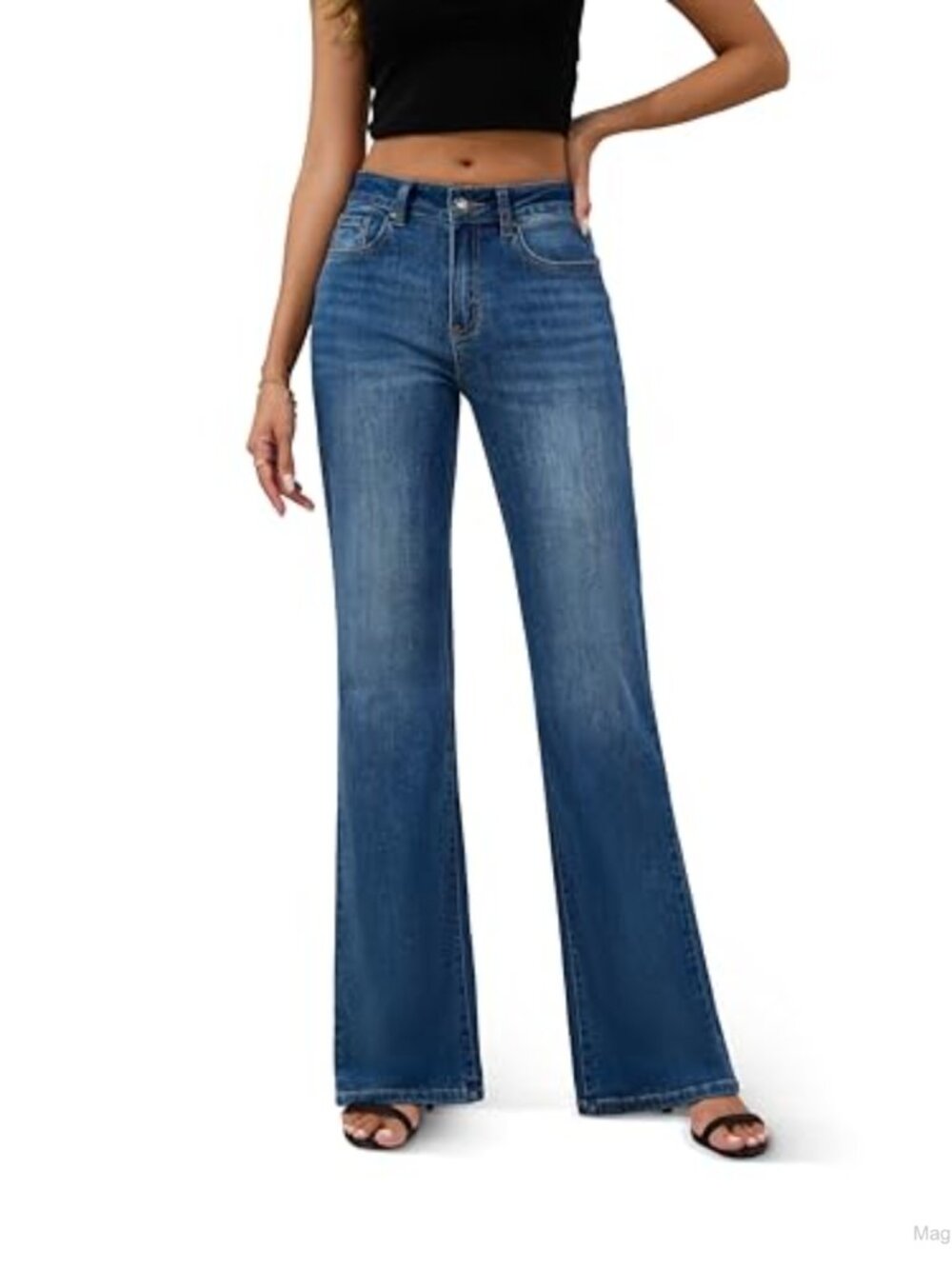 High Rise Wide Leg Flare Bell Bottom Stretchy Denim Jeans Women's